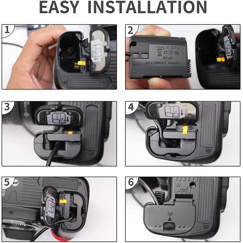 EP-5B DC Coupler EH-5 Power Supply Charger Kit for Nikon Z6 Z7 1V1 D7500 D7200 D7100 D7000 Z6II Z7II D850 D750 D500 D800 Cameras