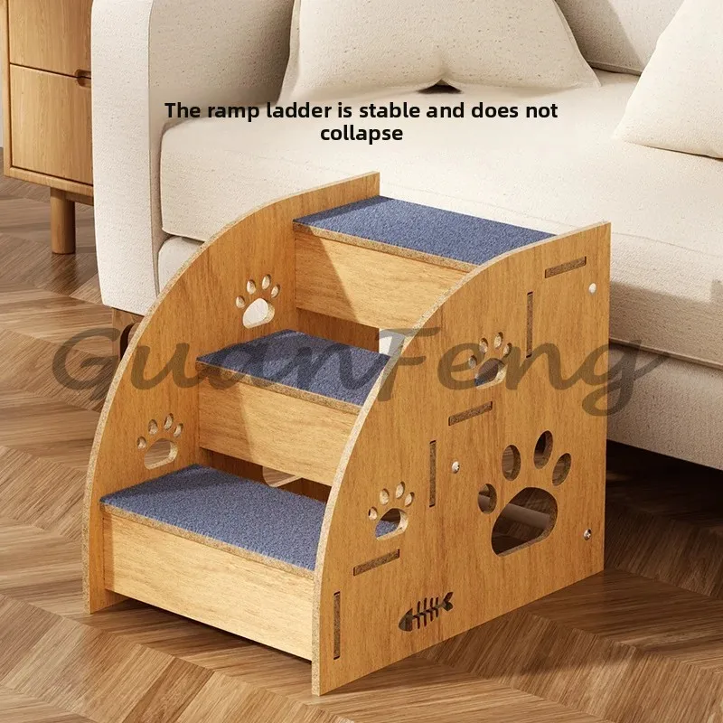 Pet stairs Solid wood slope ladder Anti-slide ladder