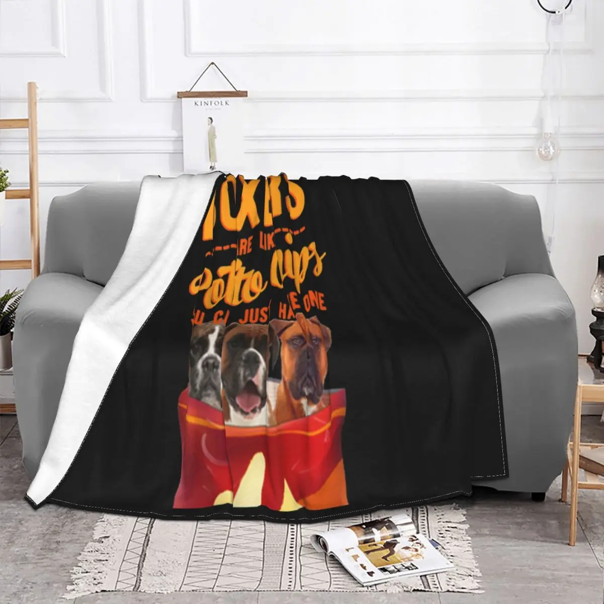 Top Boxers And Potatoes Chips Funny Dog Mama Papa Unisex Holiday Top Normal On Sale 2021 Men Throw Blanket