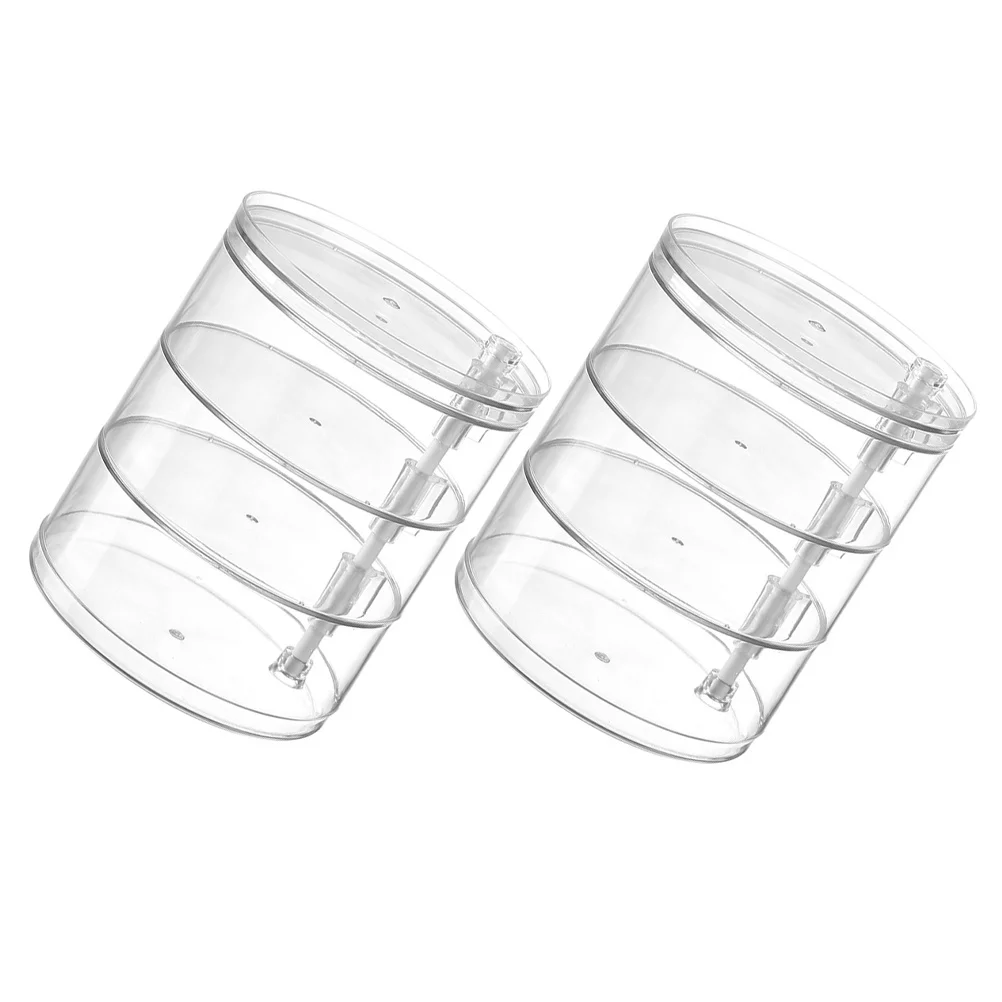 2 قطعة صندوق منظم مجوهرات متعدد الطبقات قابل للتدوير 3-Layer صندوق تخزين مجوهرات شفاف لقلادة أقراط أساور خواتم