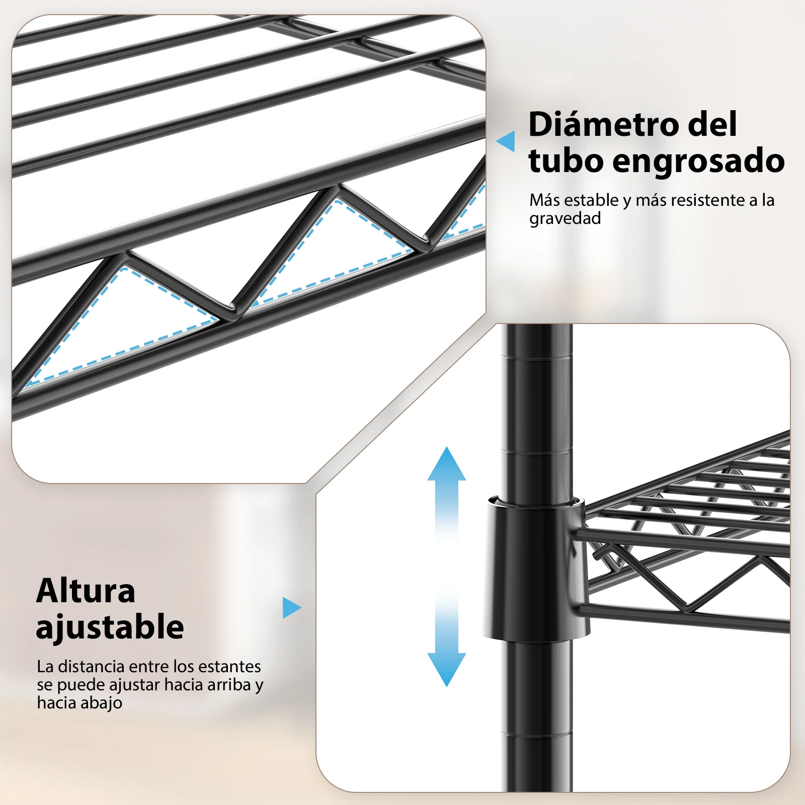 رف معدني قابل للتعديل مكون من 5 طبقات مع أقدام تسوية، رف تخزين فولاذي للمطبخ والحمام والشرفة وغرفة المعيشة #3