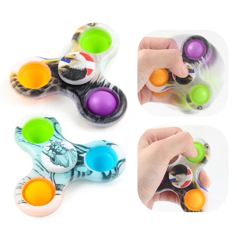 Fidget Spinner Double Sided UV Printing With Colorful Patterns Fingertip Spinners Toys For Children Adults Stress Anxiety Relief