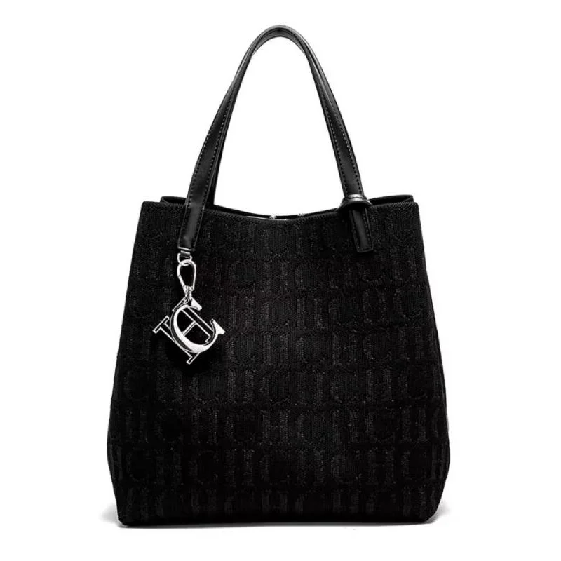 CH Women's Shoulder Bag Simple Solid Color Gold Letter Printed Design Women's Large Capacity Daily Commuter Bag Women's Handbag