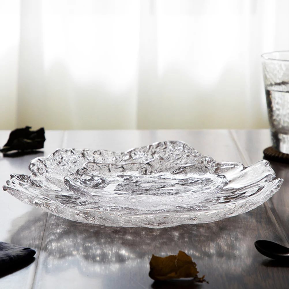 

1Pcs Creative Glass Salad Plate Premium Transparent Material for Home Dining Dish Elegant Modern Design Glass Salad Plate