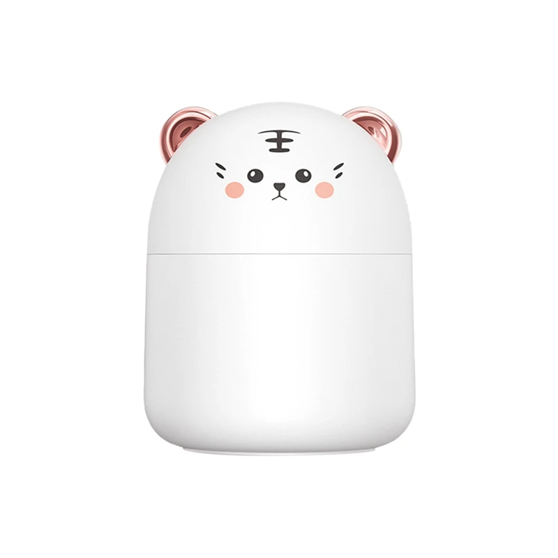 

250Ml Mini Cute Pet Air Purification Humidifier Plugged In For Use Air Humidifier + Atmosphere Light For Home White