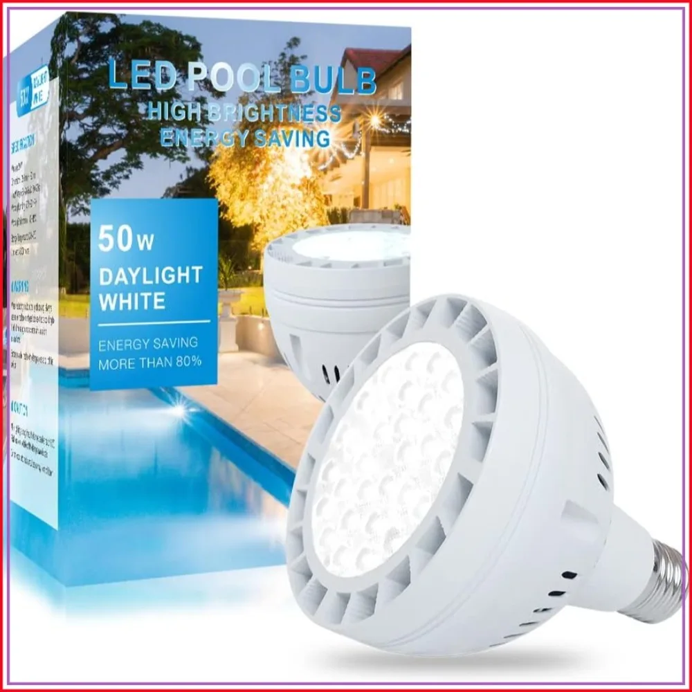 

12V 50W 5000LM Daylight LED Pool Light Bulb for Inground Pools, Replacement for 300-800W, Fits Pentair & Hayward