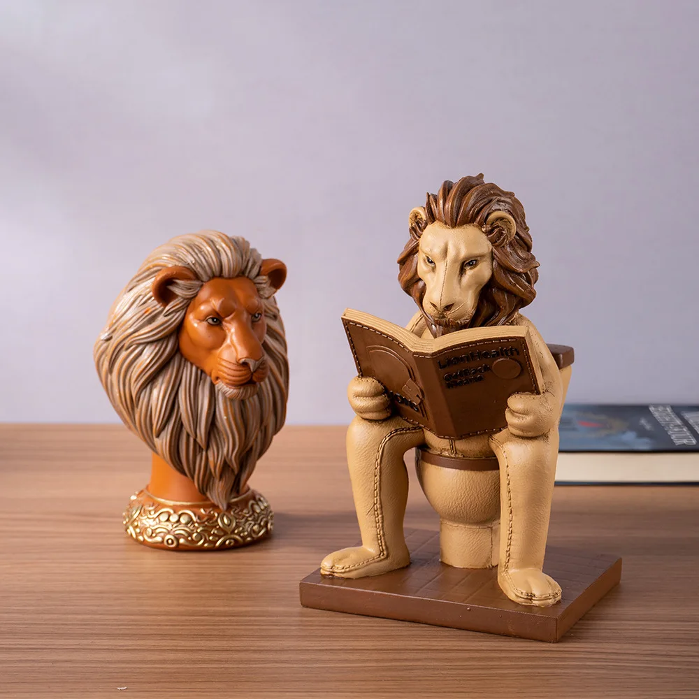 

Creative Lion Animal Statue Nordic Resin Craft, Artistic Desktop Decoration Sculpture