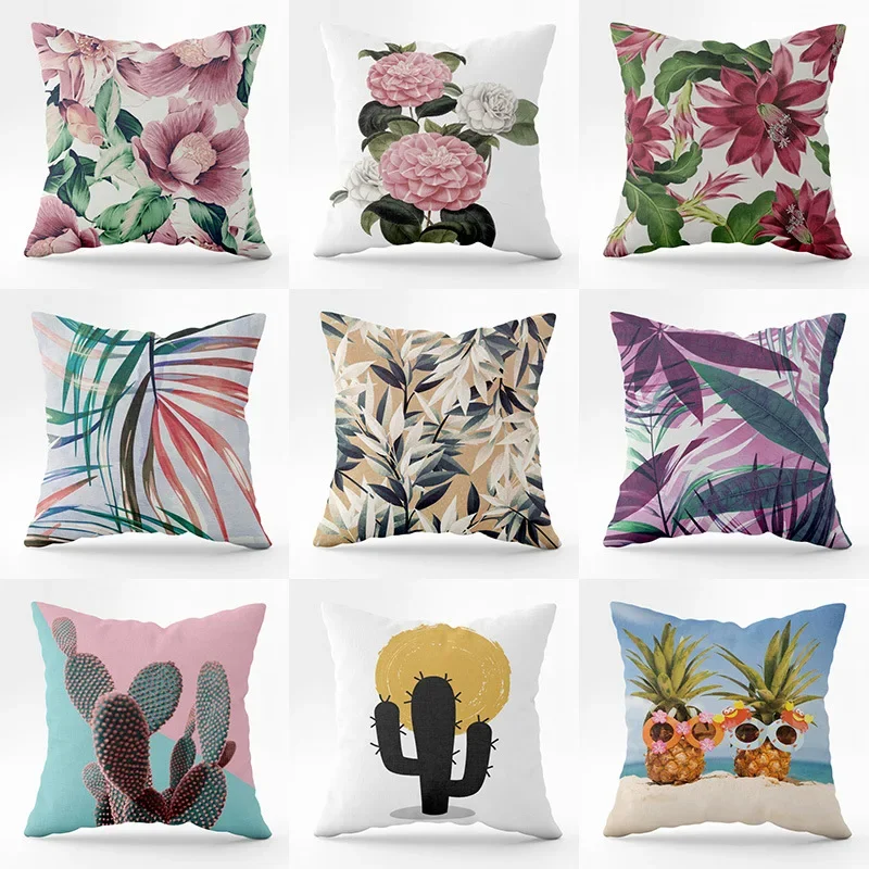 Hot selling plant flower pillowcase sunflower sofa pillowcase lumbar dining chair cushion