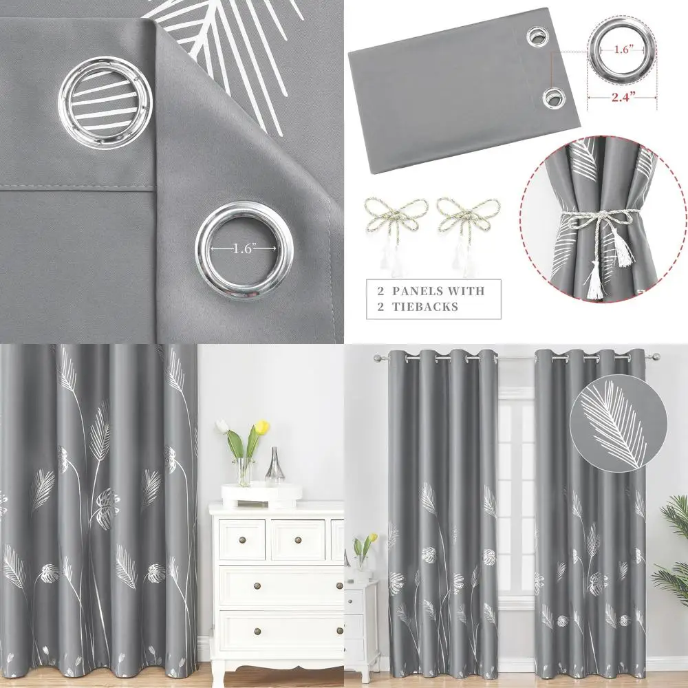 

Серые энергоэффективные термоизолированные шторы для раздвижных дверей, 52x96, комплект из 2 панелей