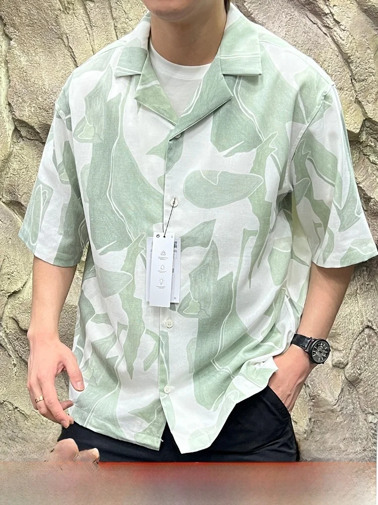 

Hawaii Vaion Sle, мужской свободный крой, дышащий кубинский воротник ort Sve irt, модное летнее новое поступление, легкий вес