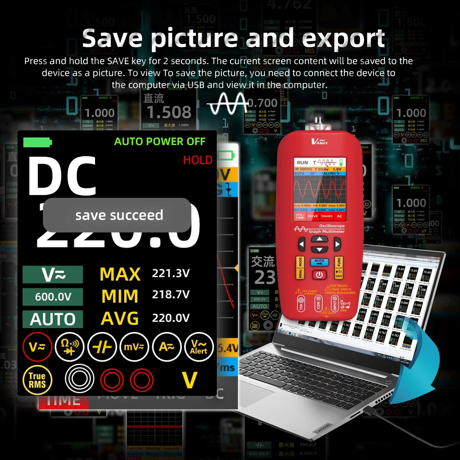 BSIDE O1 Digital Oscilloscope Multimeter Waveform Storage sampling rate 48MSa/s 10MHz Professional Electronic Components Tester