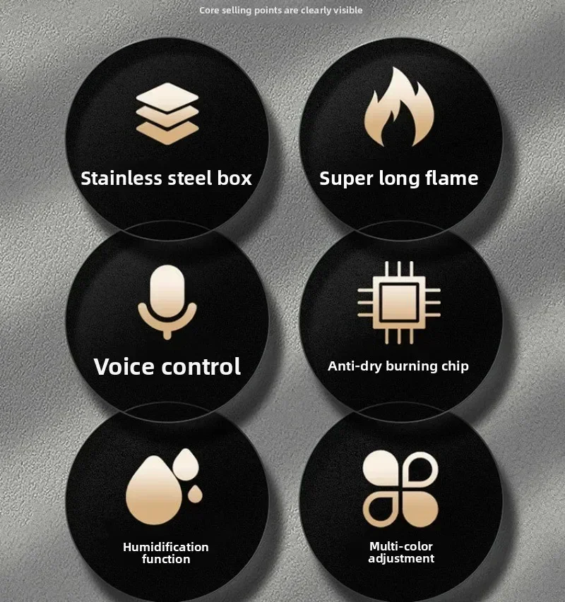 3D Atomizing Fireplace Simulation Flame 0.7m Embedded Intelligent Humidifier for Villa Living Room Decor with Language Co