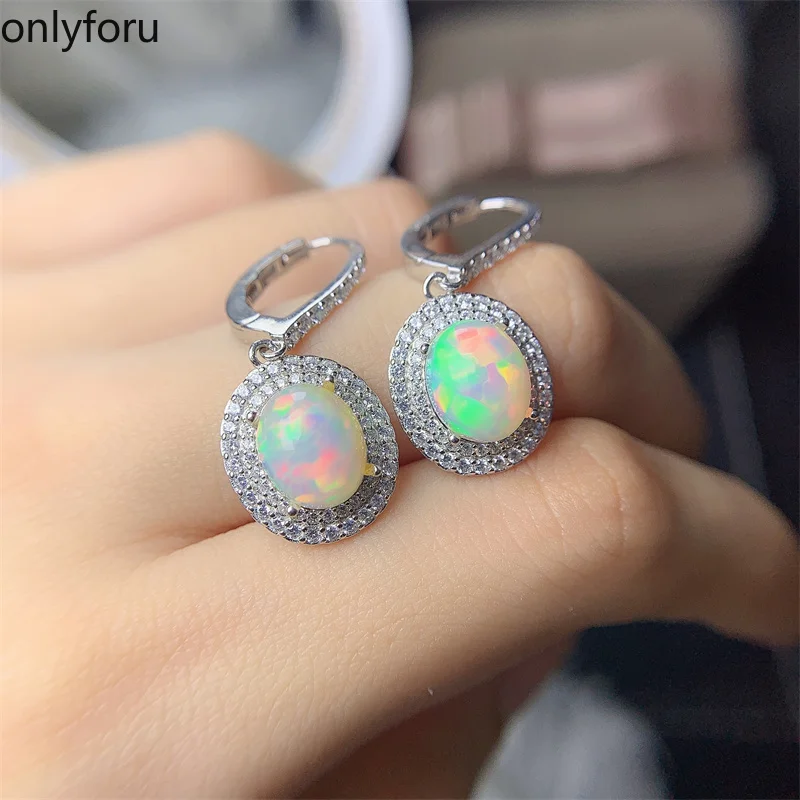 Natural Opal Earrings for Party 8mm*10mm Opal Drop Earrings Fashion 925 Silver Opal Jewelry Drop Earring