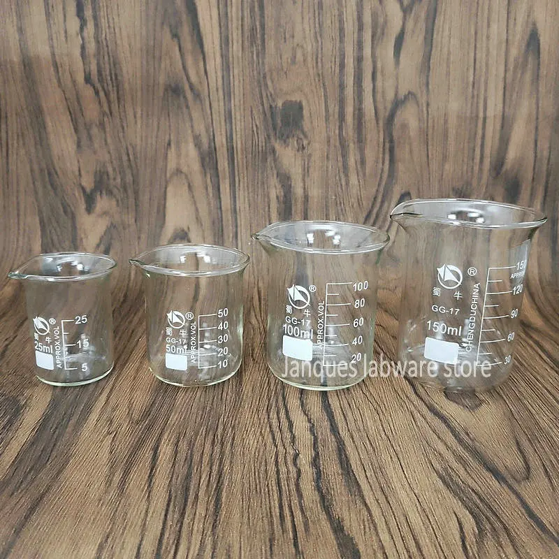 さまざまなセット実験室用ホウケイ酸ガラスビーカースケール計量カップ耐熱ガラス化学容器