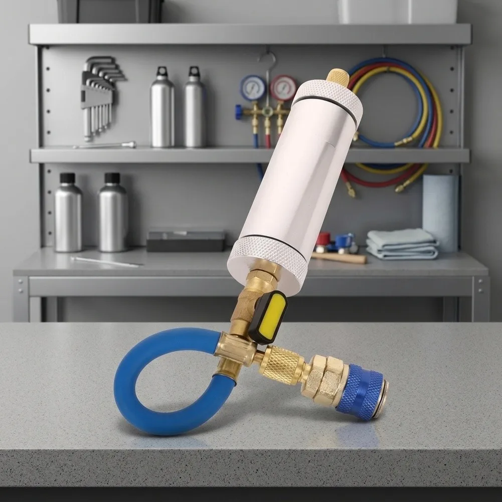 AC Oil Dye Injector for R134A and For R1234YF Systems with Engraved Scale Twist Operation and Low Side Compatibility