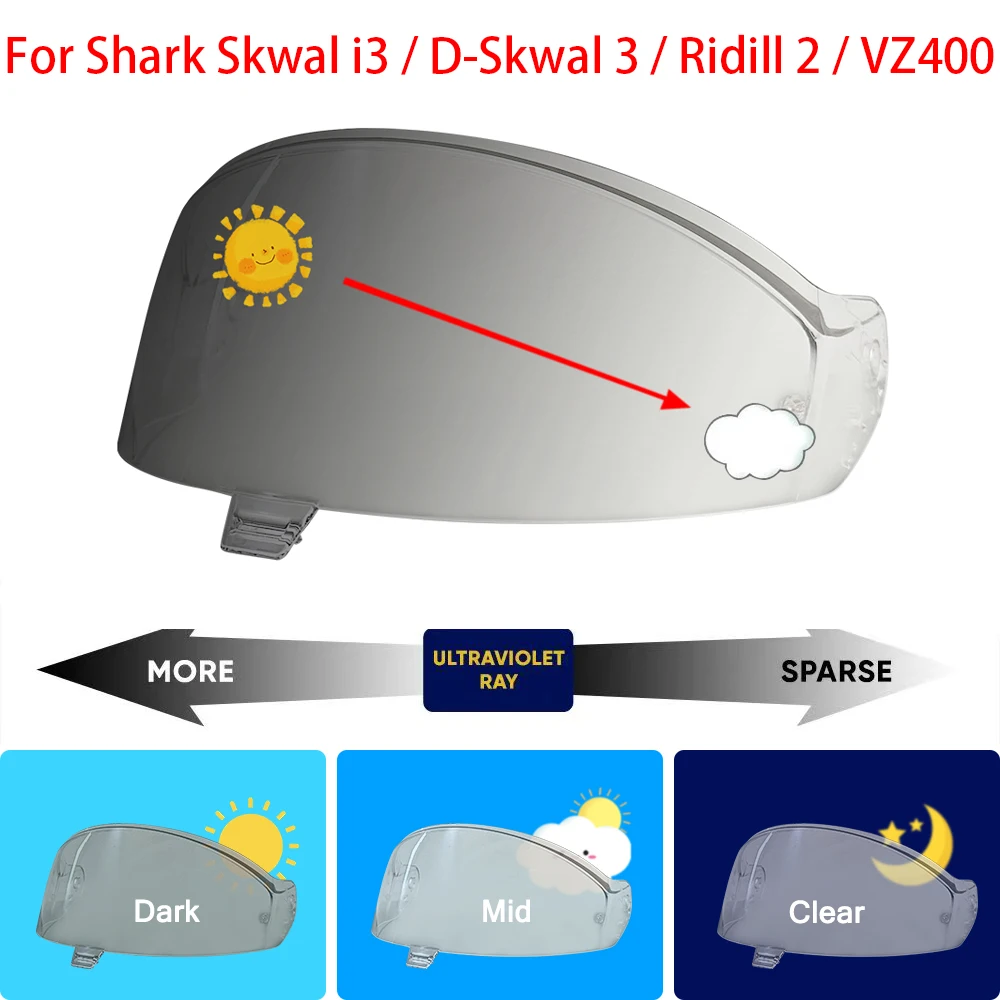 

Helmet Visor Face Helmet Parts For Shark Skwal i3 D-Skwal 3 Ridill 2 VZ400 Photochromic Shield Visor Lenses