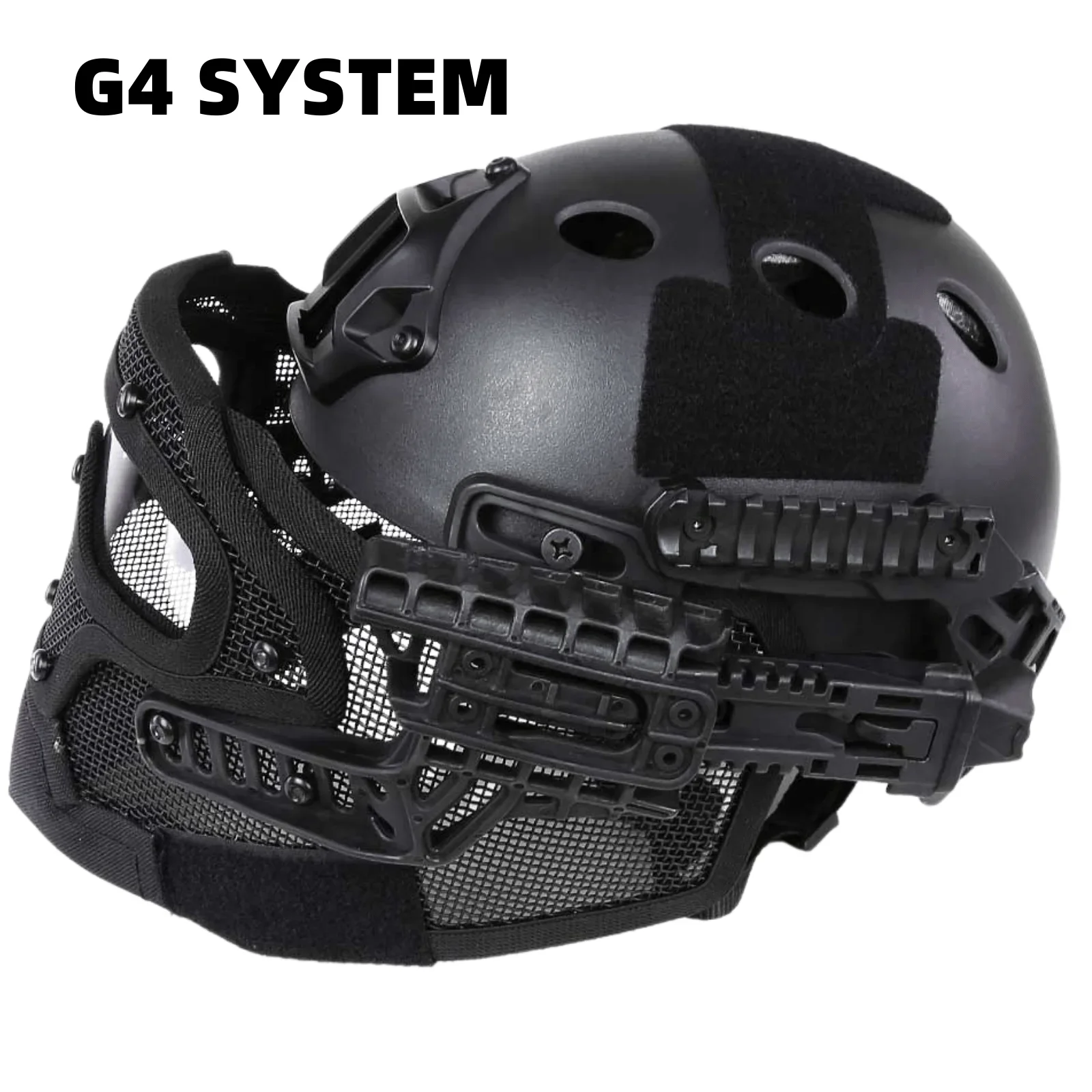 Airsoft Mesh Helmet Full Face with Round Holes FAST Helmet Anti-Fog Glassess Breathable Mask for Hunting Shooting Wargame Gear