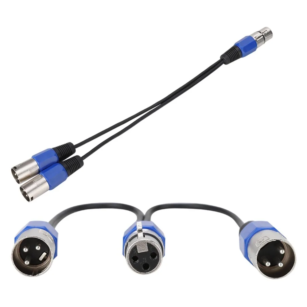 Clear Sound 0.3 Meters Length Female Jack to Dual 2 Male Plug Plug-and-Play Cable Adapter Cord Microphone Audio Extension
