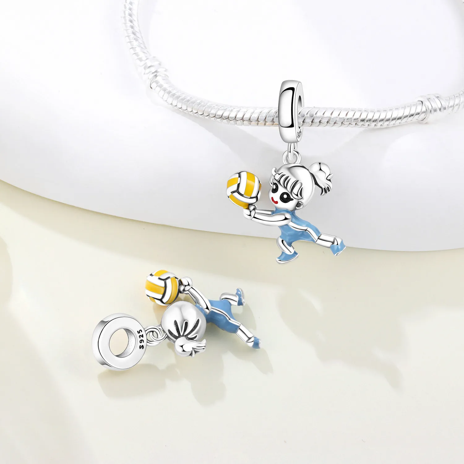 Оригинальный кулон из стерлингового серебра 925 пробы, спортивный волейбольный кулон для девочек, бутик для женщин, идеально подходит для подарка на день рождения, ювелирные изделия