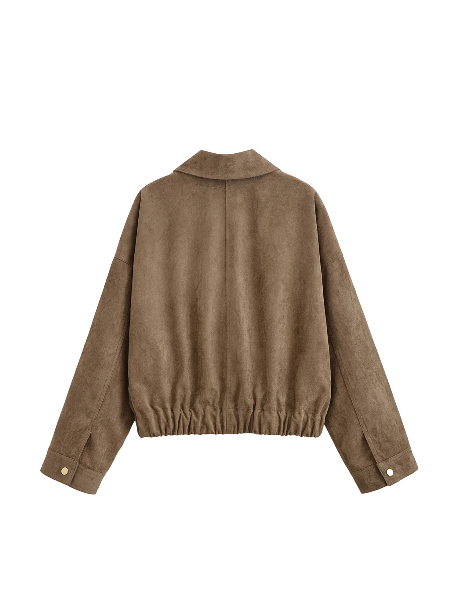 المرأة البني بولي Leather سترة جلدية الشارع الشهير دراجة نارية معطف طويل خمر الياقة المدورة موستانج سترة ملابس خارجية 2000s ملابس الخريف