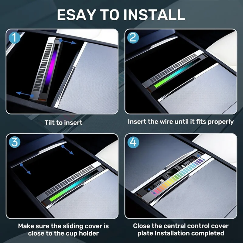 منفذ قابل للسحب كابل USB Hub RGB محطة إرساء الضوء شاحن متعدد الوظائف ل تسلا نموذج Y العرعر نموذج 3 هايلاند 2025