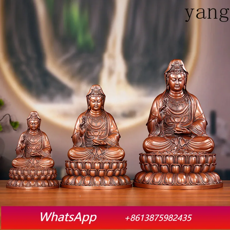 

LH Copper Sitting Guanyin Home Furnishing Indoor Guanyin Bodhisattva Crafts Ornament