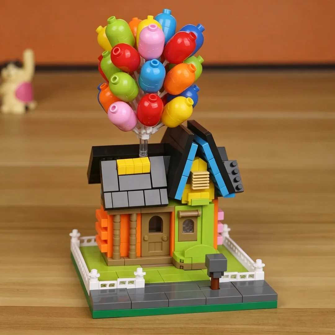 Rainbow Balloon House Assembly Blocks, Colorful Floating House 3D Architectural Model, DIY Toy Set Gifts for Boys and Girls - view 5