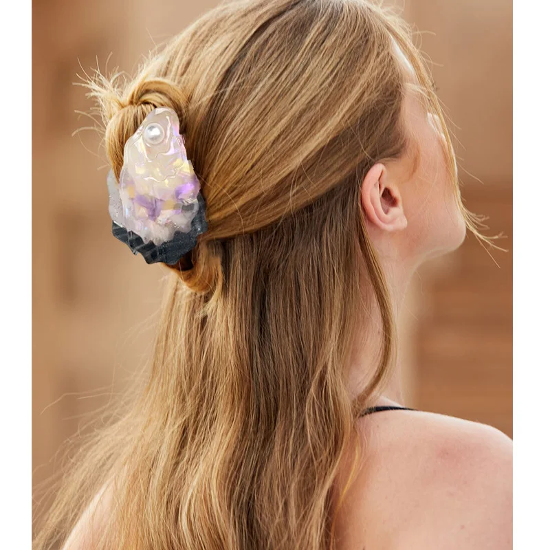 DS جديد الصيف شاطئ اللؤلؤ المحار مشبك شعر صديقة للبيئة خلات مخلب مقاطع مقاطع الشعر العصرية للنساء الفتيات إكسسوارات الشعر