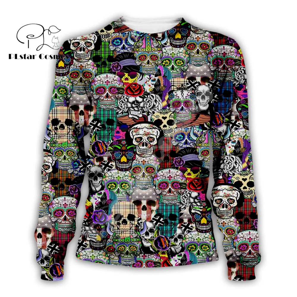 Halloween Pumpkin Skull Ghost Tattoo Retro Colorful Tracksuit Harajuku Pullover 3DPrint Streetwear Casual Jacket Funny Hoodies H