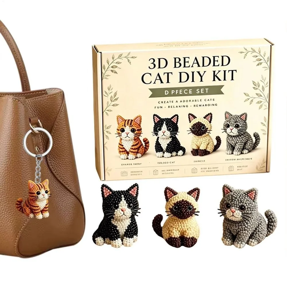 Handmade DIY Animal Bead Embroidery Kit Colorful Mini Beadwork Art Craft Set Educational Cat Animal Crafting Set