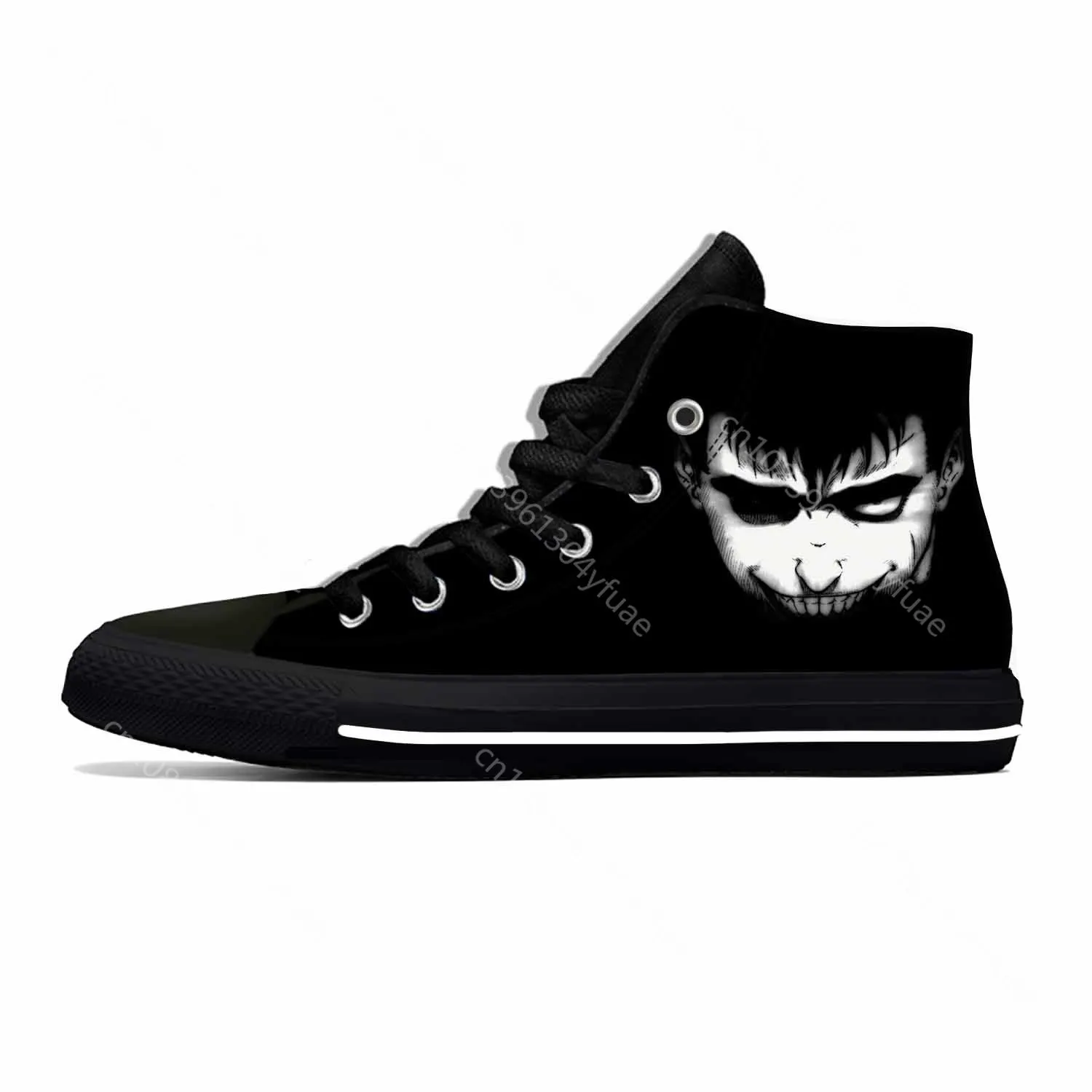 Baskets noires respirantes pour hommes et femmes, chaussures de gril décontractées, haut, léger, impression 3D, manga anime, Berserk Guts, sans-abri