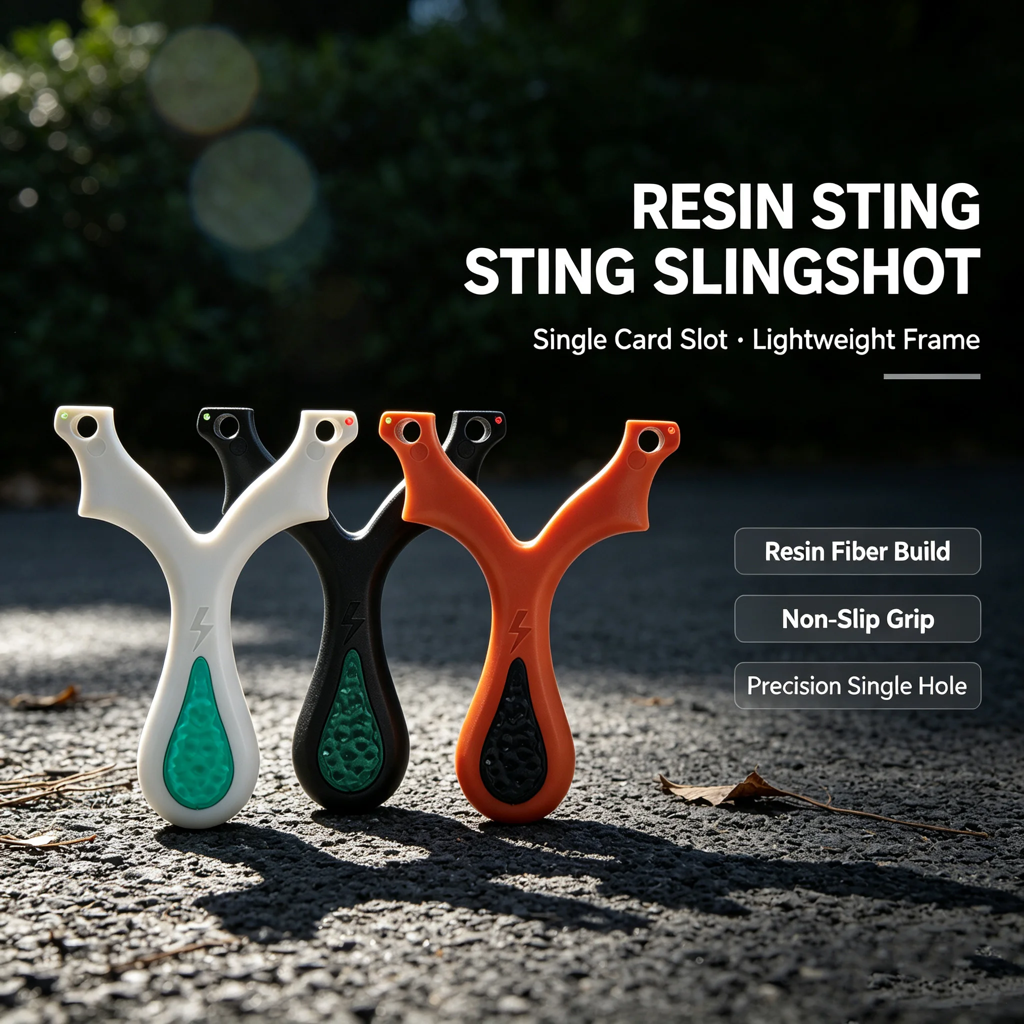 Resin Slingshot Single-Hole Y-Shape Ergonomic Grip High-Precision Outdoor Shooting Catapult Available in 3 Colors