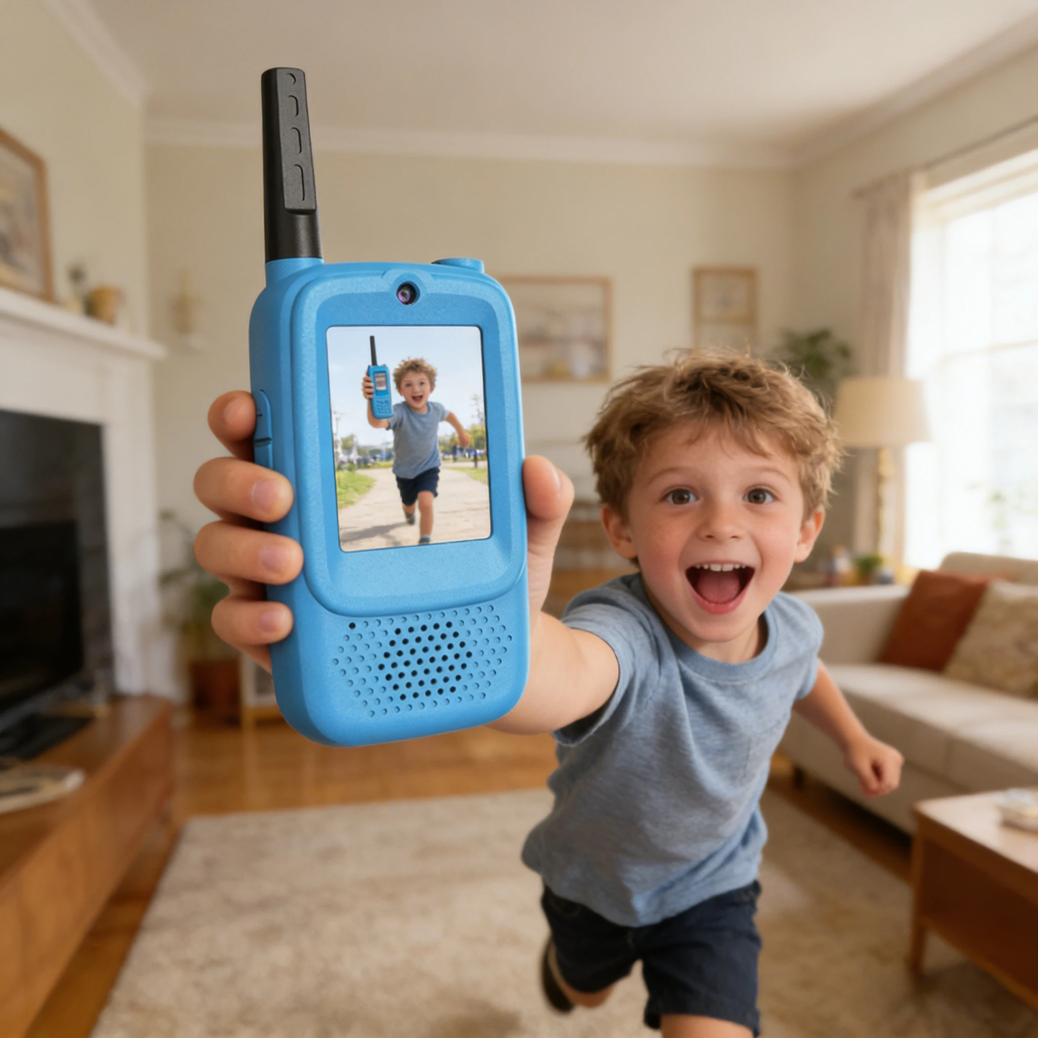 2 SZT. Dziecięce Walkie Talkie z Kamerą dla Dzieci, Ładowalne Zabawki dla Maluchów do Użytku Wewnętrznego, na Kemping, Podróże, Prezent Urodzinowy dla Dzieci w Wieku 3-12 Lat