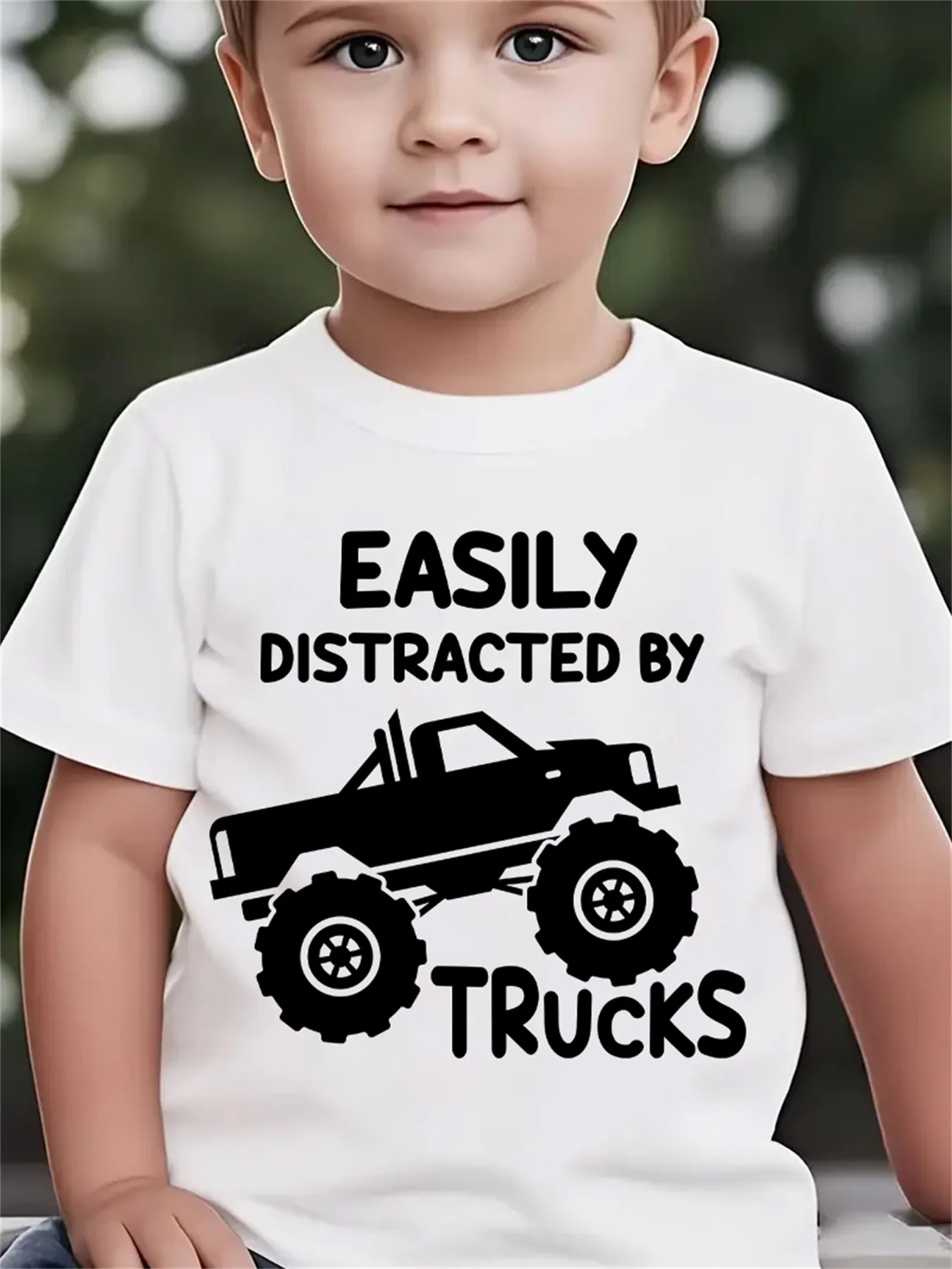 Monster Truck Silhouette Quote Print Family Matching Cotton Tees Short Sleeve Tops For Mom Dad Boys Girls Daily Wear