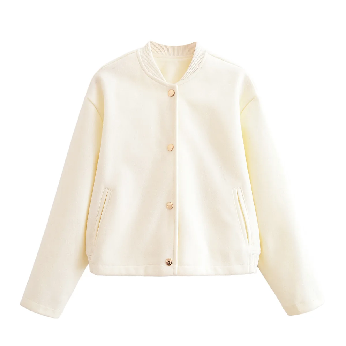 

KIDCRKJ Women Winter Pilot Jacket White V-Neck Single Breasted Female Casual Outwear Instagram-Style Lady Motorcycle Bomber Coat