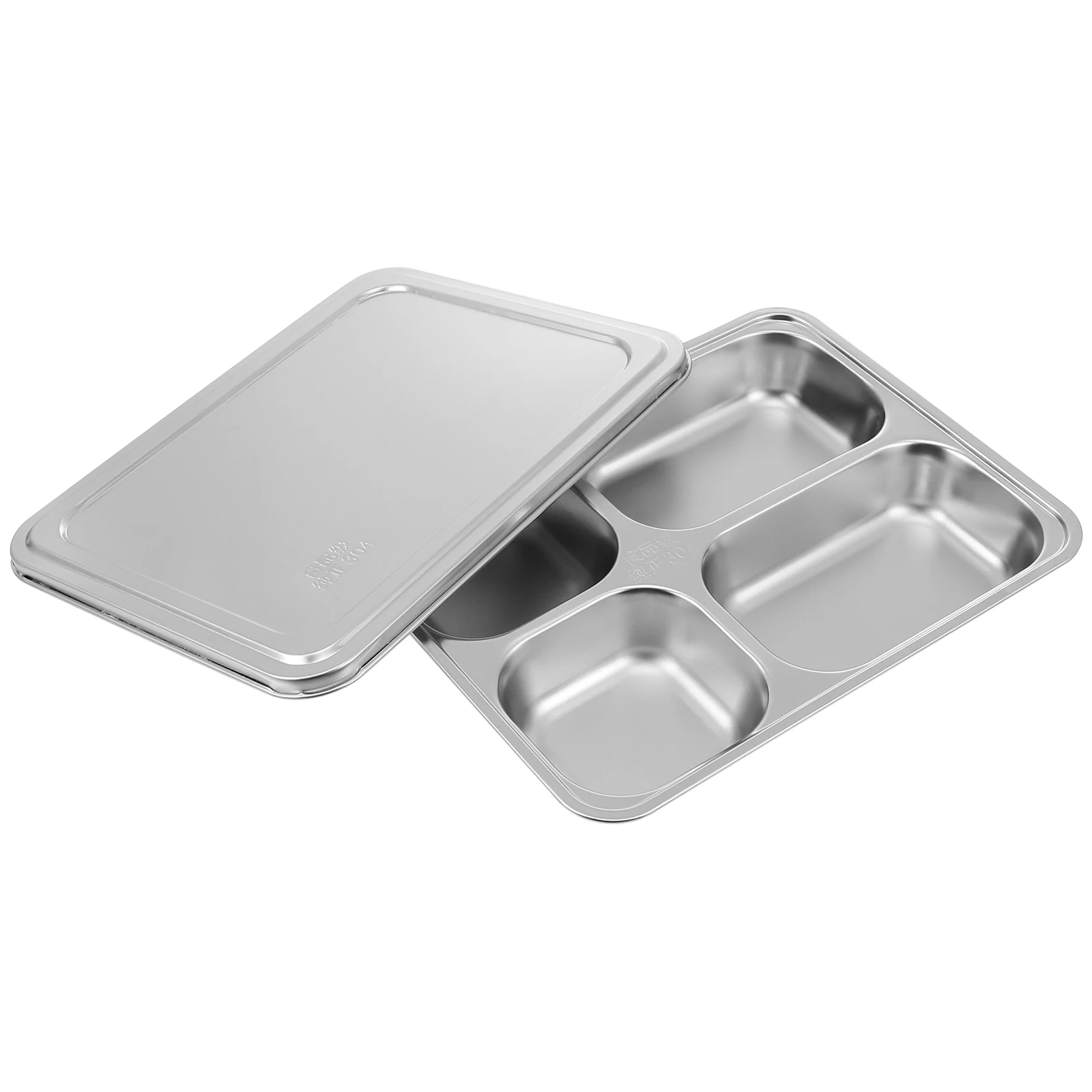 

304 Stainless Steel Dining Plate Lunch Compartment Tray Food Divided Plate Stackable Design Portion Control Great for Students