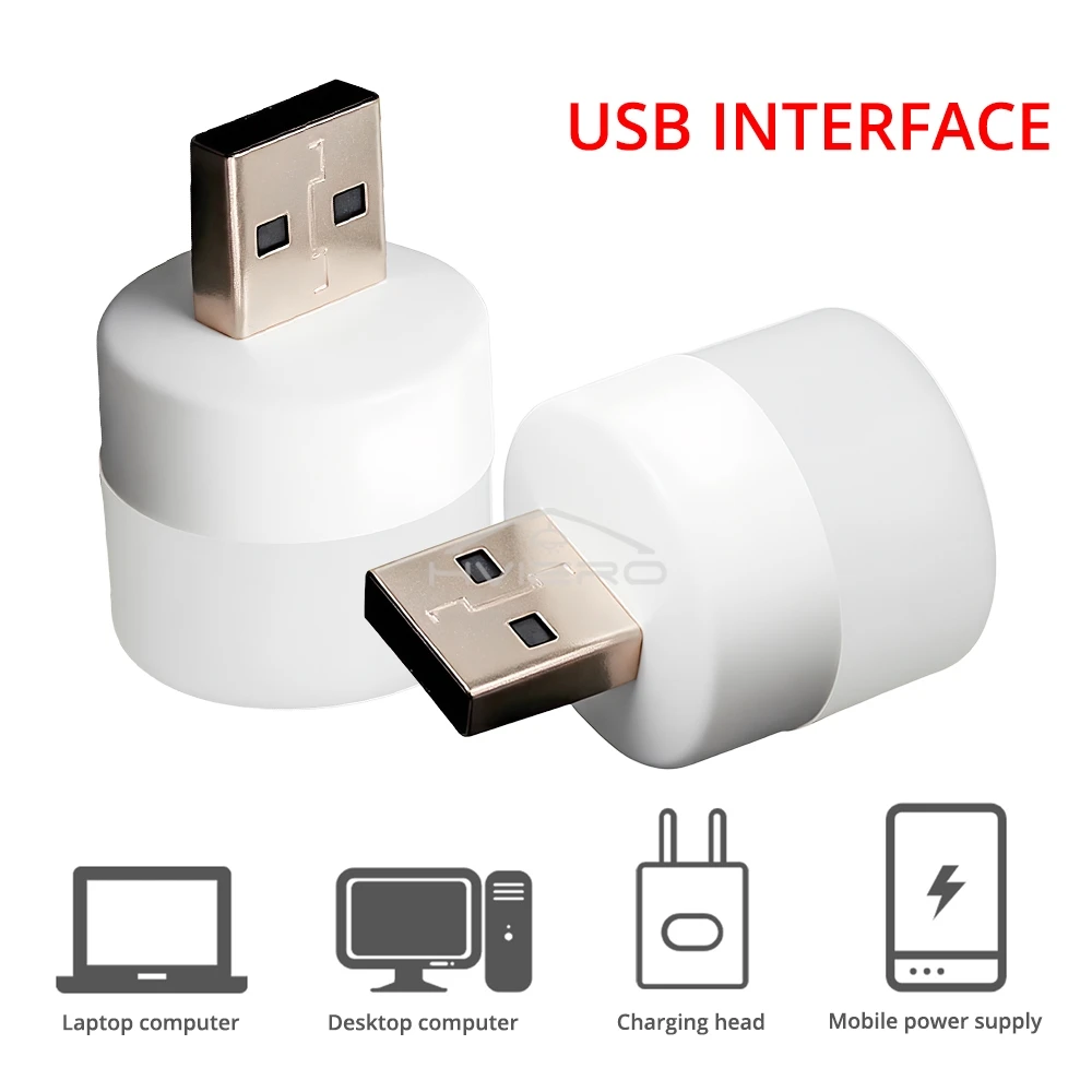 LED Lamp USB Plug Charging Small Book Light Computer Mobile Power For Round Night Room Dormitory Bedside Eye Protection Reading