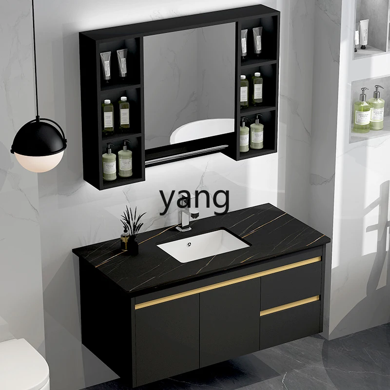 L'm'm modern simple bathroom cabinet light luxury solid wood bathroom washstand rock slab washbasin