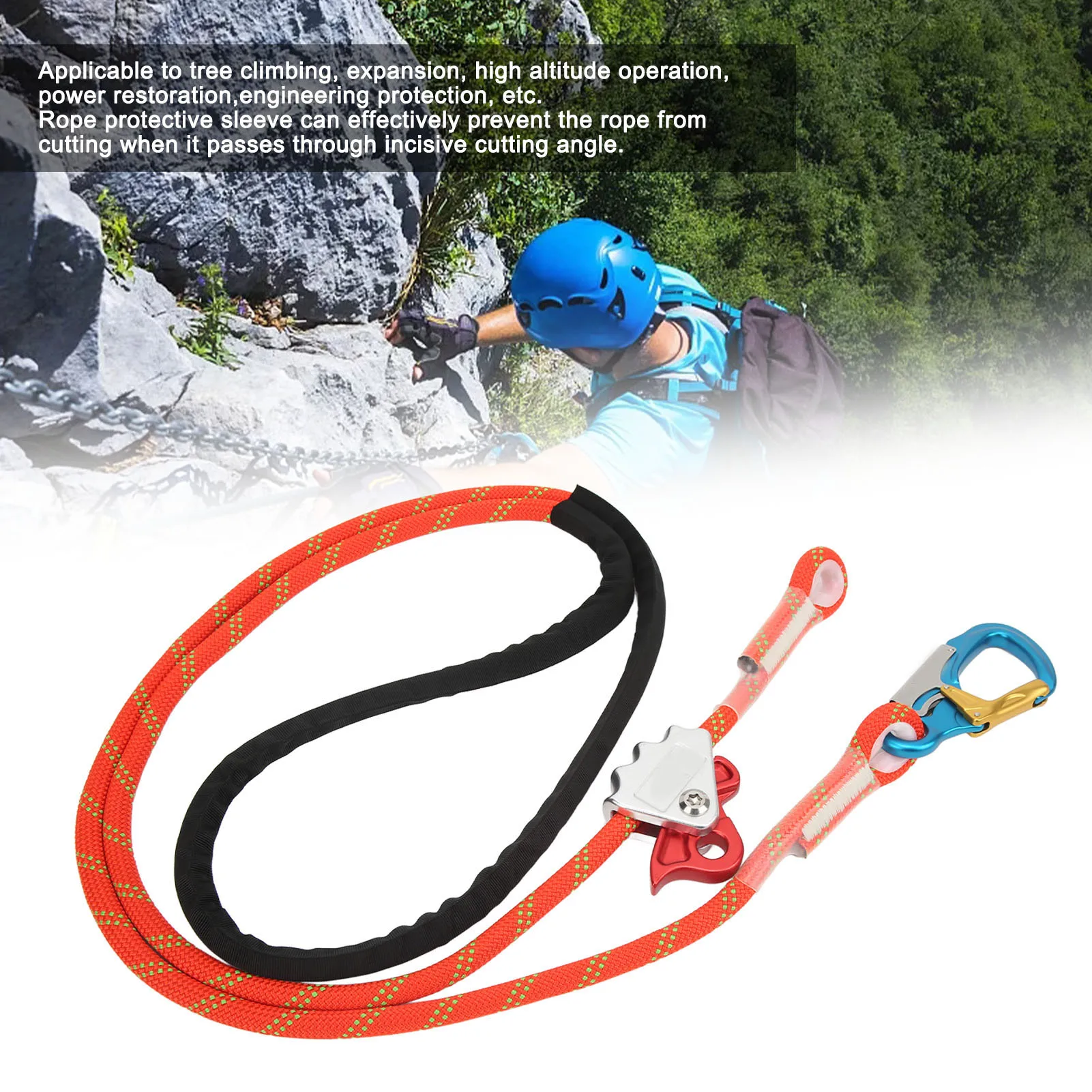 Safety Cord Lanyard Climbing Safety Lanyard Adjustable Positioning Fall  Rope for High Altitude  Safety Rope