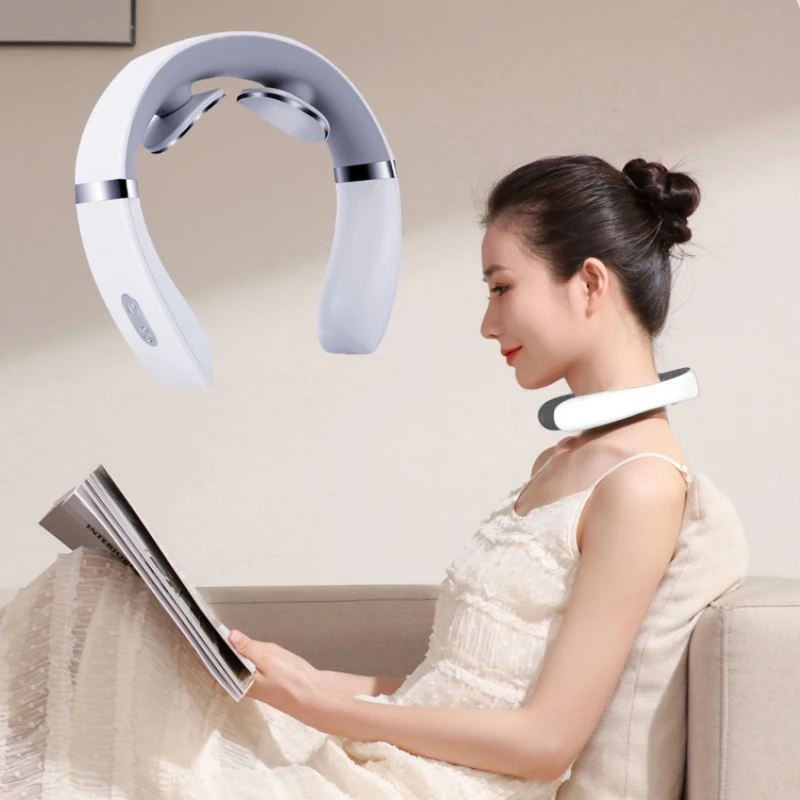 Electric Neck Shoulder Pulse Massager Kneading TENS Magnetic Pulse Heating Cervical Vertebra Relax Pain Relief Massage