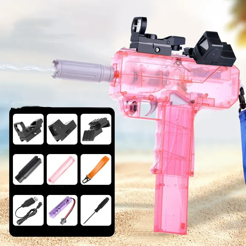 Uzi Electric Burst Water Gun Children\'s Powerful Water Gun Blasters Toy Fully Automatic Range Long Spray Outdoor Toy Water Gun