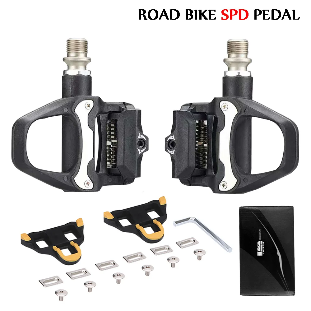 MTB Road Bike Pedal Nylon Bicycle Locking pedals Cycling Bearing Cleats Clipless Pedal For SPD SL System With Locking plate