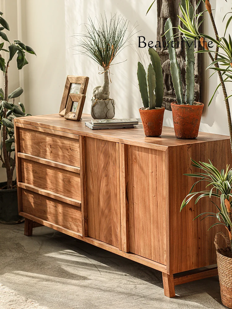 American Old Elm Retro Distressed Living Room Simple Entrance Cabinet