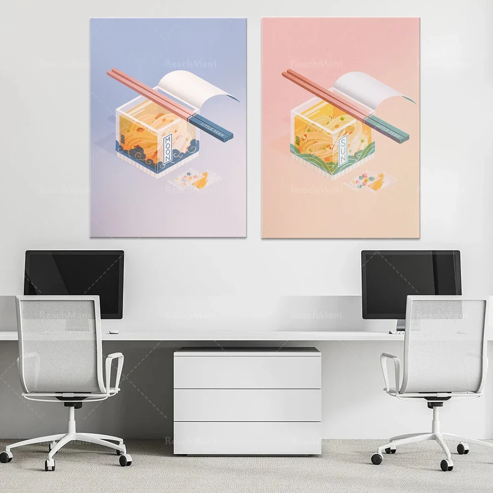 Japanese cuisine, beautiful ramen art prints, cute Japanese cuisine, noodle love, kitchen poster printing canvas painting wall a