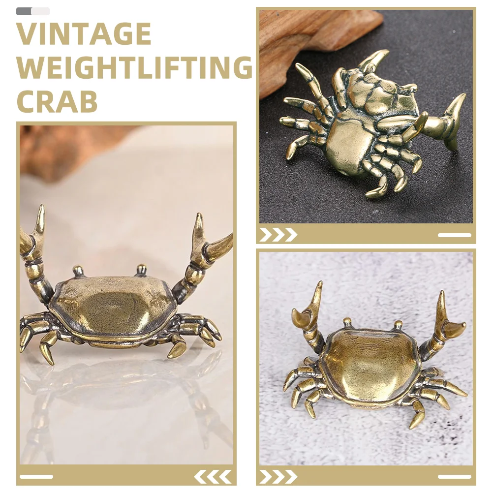 Powerful Crab Ornaments Toy Brass Figurine Statue Animal Figurines Alloy Desk Pen Stand