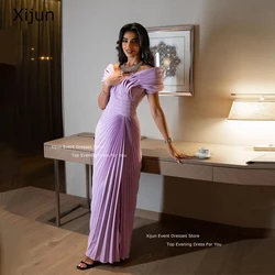 Xijun Lilac Mermaid Evening Dresses Saudi Arabric Formal Prom Dresses Pleats Floor Length Prom Gowns 2023 For Women Party Dress