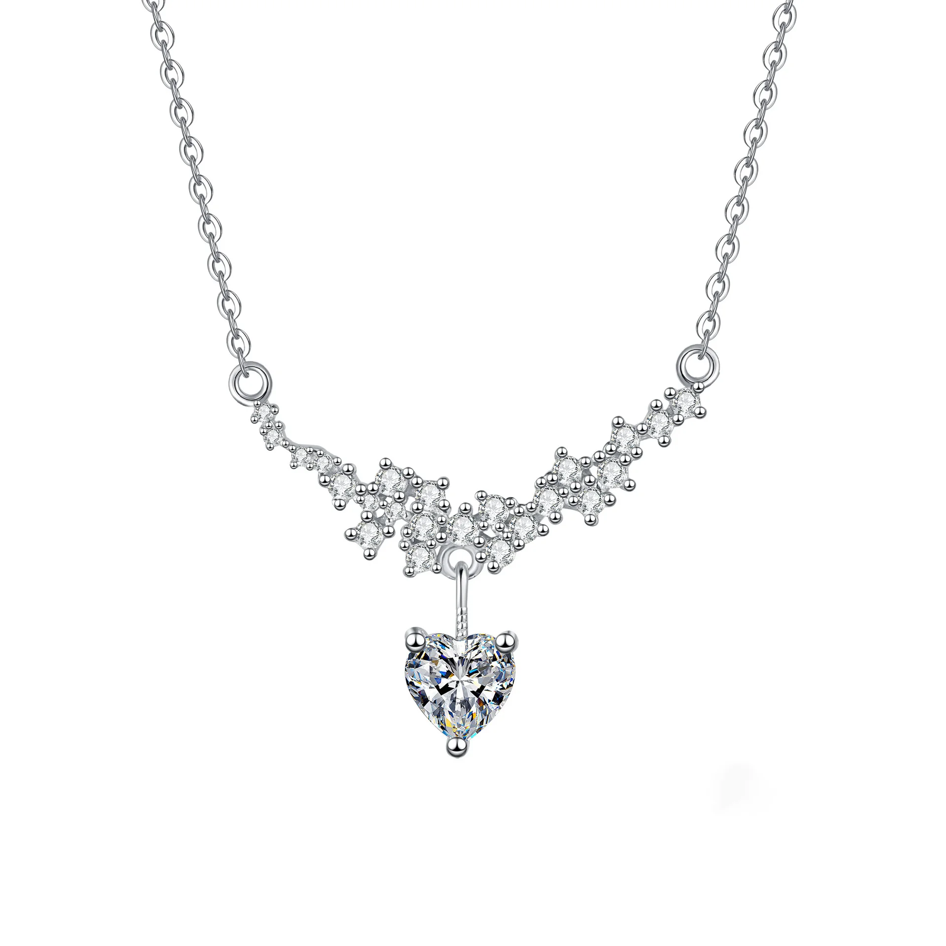 

S925 sterling silver moissanite necklace full of diamonds star love design high-end collarbone chain ins style