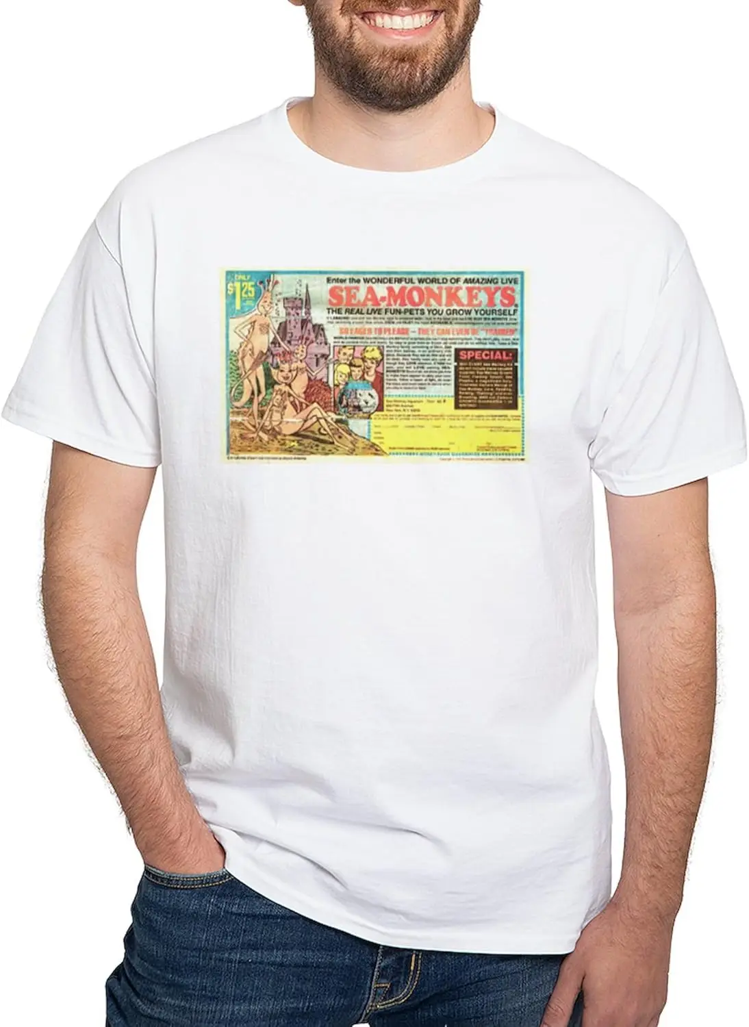 CafePress Sea Monkeys White T Shirt Men's 100% Cotton, Classic Graphic White T-Shirt