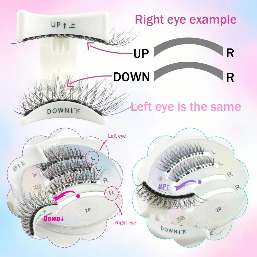 2 paia di ciglia magnetiche 3D riutilizzabili set estensione ciglia morbide e spesse senza colla necessaria kit ciglia dall'aspetto naturale per il trucco degli occhi