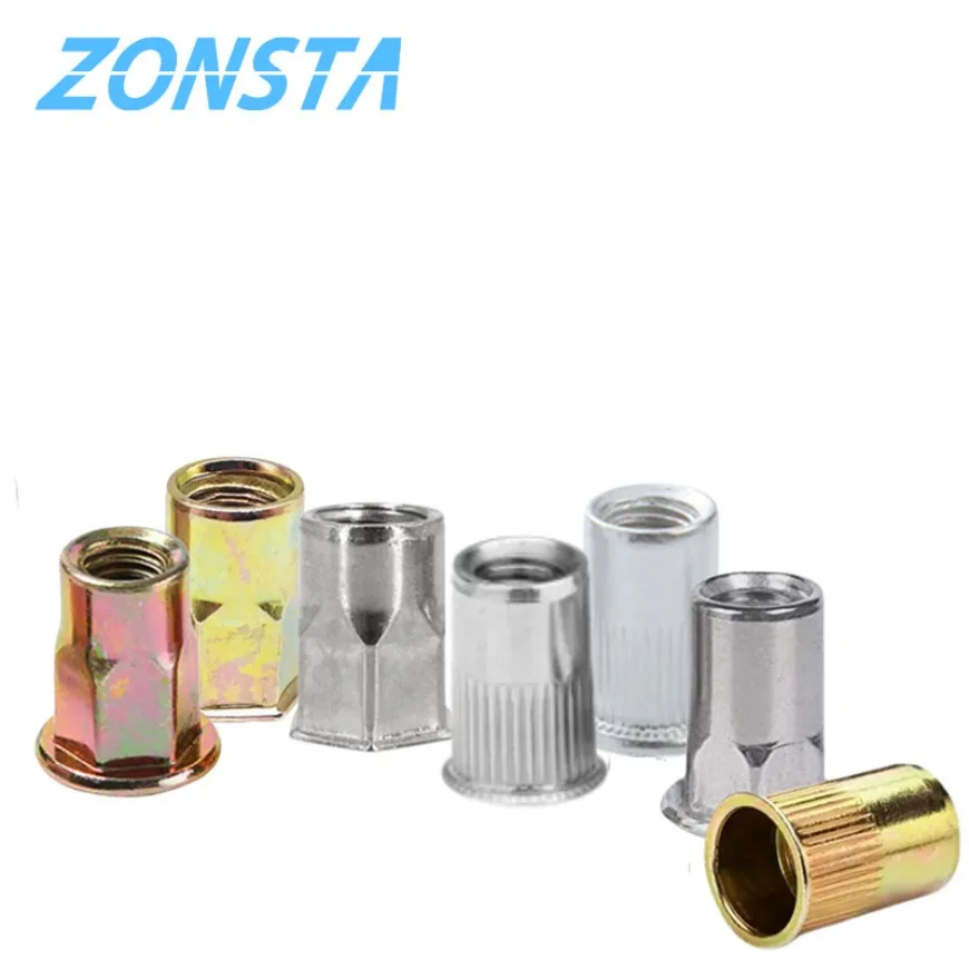 Rivet Insert Nut Stainless Steel/Aluminum/Zinc Plated Flat Countersunk Head Threaded Cap Rivet Nutsert M3 M4 M5 M6 M8 M10 M12